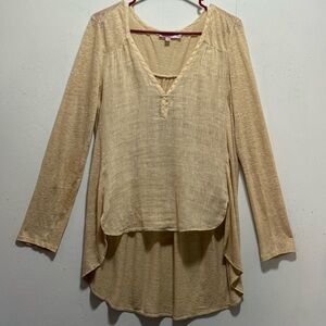 Calypso St. Barth Beige Linen Hi Low Top Blouse Women’s Sz XS